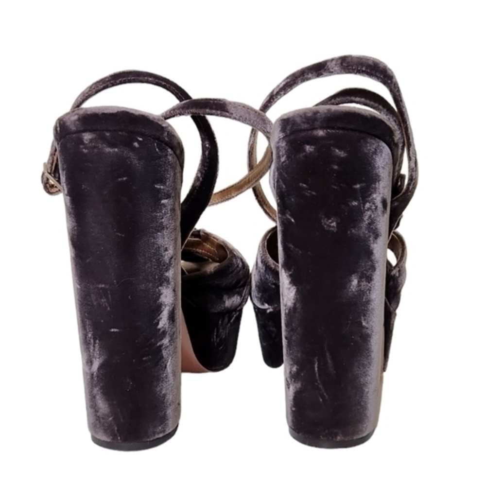 AQUAZZURA MIRA PLATFORM VELVET‎ SANDALS 8 - Picture 7 of 13